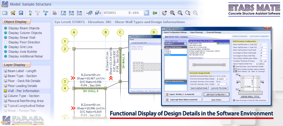  ETABS MATE: Functional Display of Design Details in the Software Environment 